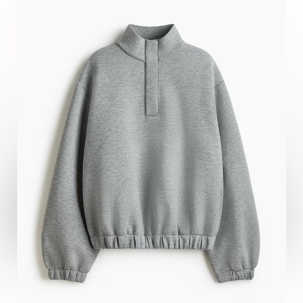 New H&M Viral Gray High Neck Scuba Sweatshirt - Picture 10 of 11